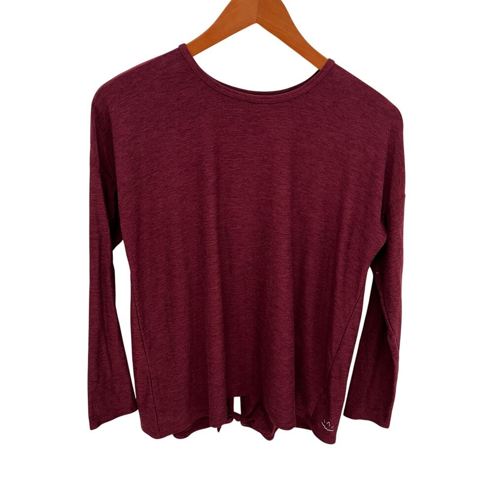 BEYOND YOGA Featherweight Maroon Soft Long Sleeve Tie Back Shirt // M